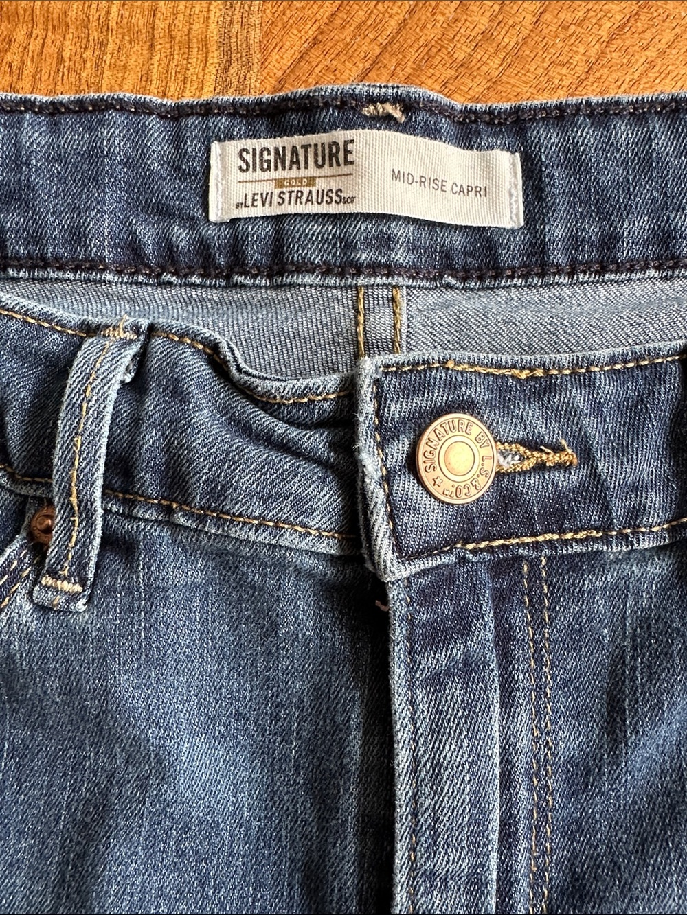 Levi's Signature Mid-Rise Capri Jeans - Dark Blue Denim Size 12-W31